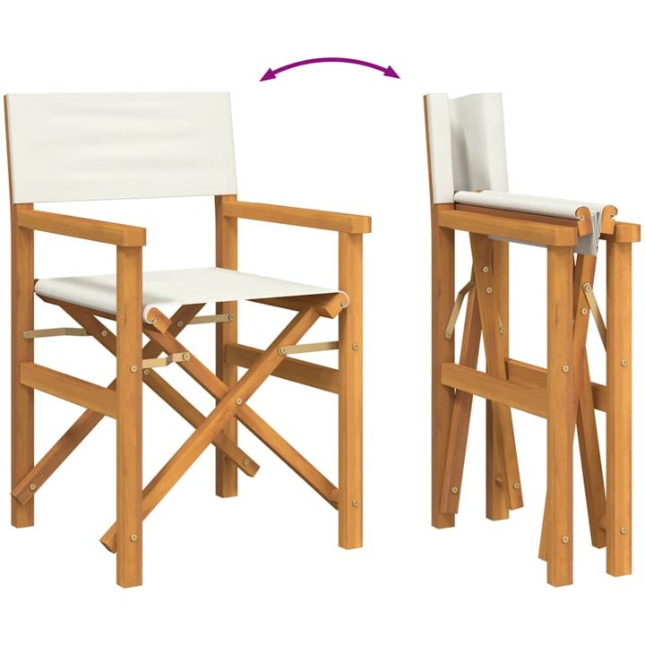 Regissörsstolar 2 st gräddvit massiv teak vidaXL – bild 7