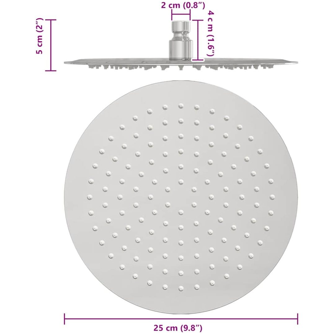 Regnduschhuvud rostfritt stål 304 runt vidaXL ⌀25 cm – bild 11