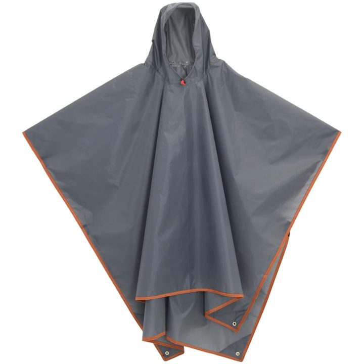 Regnponcho med huva 2-i-1 grå och orange 223x145 cm vidaXL – bild 2