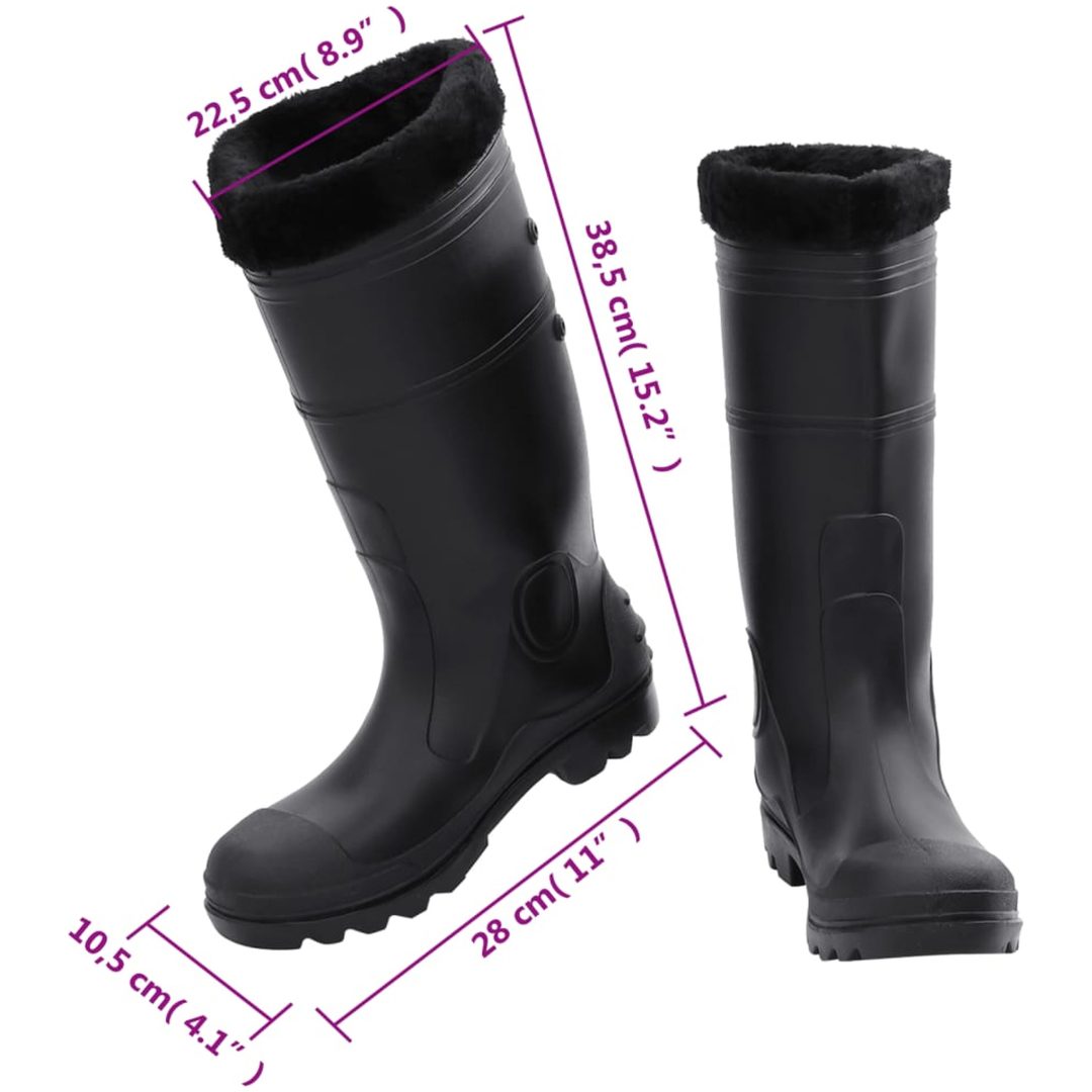 Regnstövlar med avtagbara strumpor svart strl PVC vidaXL 41 – bild 9