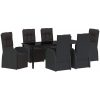 Rekline trädgårdsstolar med kudde Reclining 7 pcs Svart vidaXL 200 x 80 x 73 cm – miniatyr 2