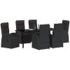Rekline trädgårdsstolar med kudde Reclining 7 pcs Svart vidaXL 200 x 80 x 73 cm – miniatyr 3