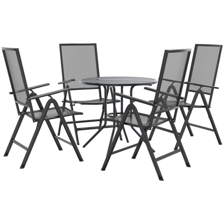 Relaxstolsset för trädgården 5 st antracit pulverlackerat stål vidaXL 80 x 72.5 cm – bild 2