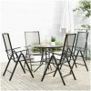 Relaxstolsset för trädgården 5 st antracit pulverlackerat stål vidaXL 80 x 72.5 cm – miniatyr 1