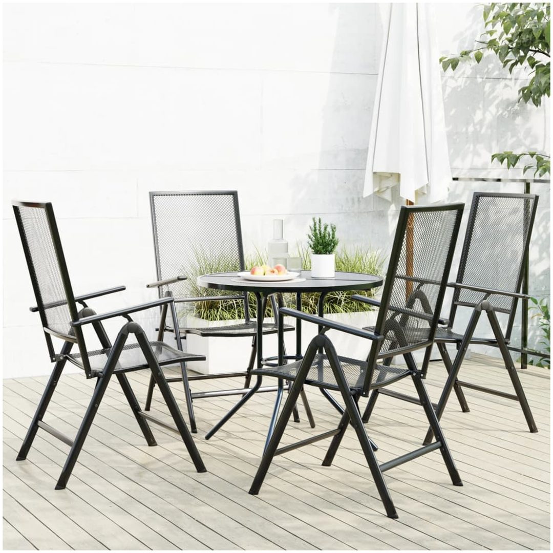 Relaxstolsset för trädgården 5 st antracit pulverlackerat stål vidaXL 80 x 72.5 cm