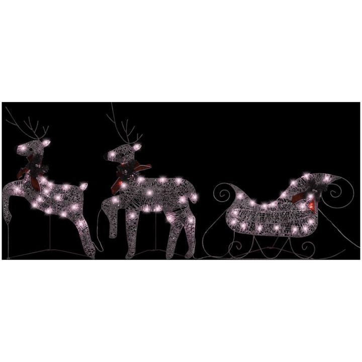 Renar & släde juldekoration 60 LED utomhus guld vidaXL – bild 3