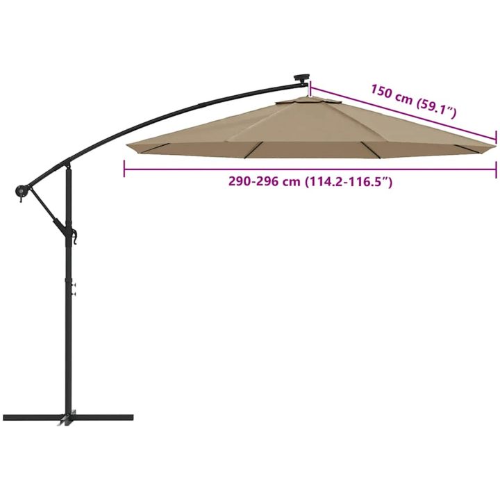 Reservtyg för frihängande parasoll taupe vidaXL 300 cm – bild 8