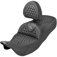 RoadSofa Seat - Honeycomb - Silver Stitch - with Backrest - Extended Reach - FLH/FLT 08-24