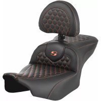RoadSofa Seat - with Backrest - Honeycomb - Orange Stitch