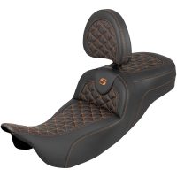 RoadSofa Tri Gripper Seat - Standard Reach - Orange Stitch - w/ Backrest