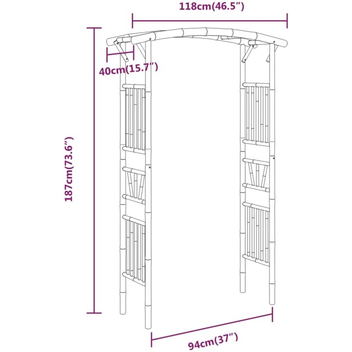 Rosenbåge bambu 118x40x187 cm vidaXL – bild 7