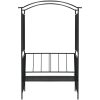 Rosenbåge med bänk svart 128x50x207 cm järn vidaXL – miniatyr 2
