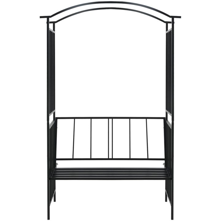 Rosenbåge med bänk svart 128x50x207 cm järn vidaXL – bild 2