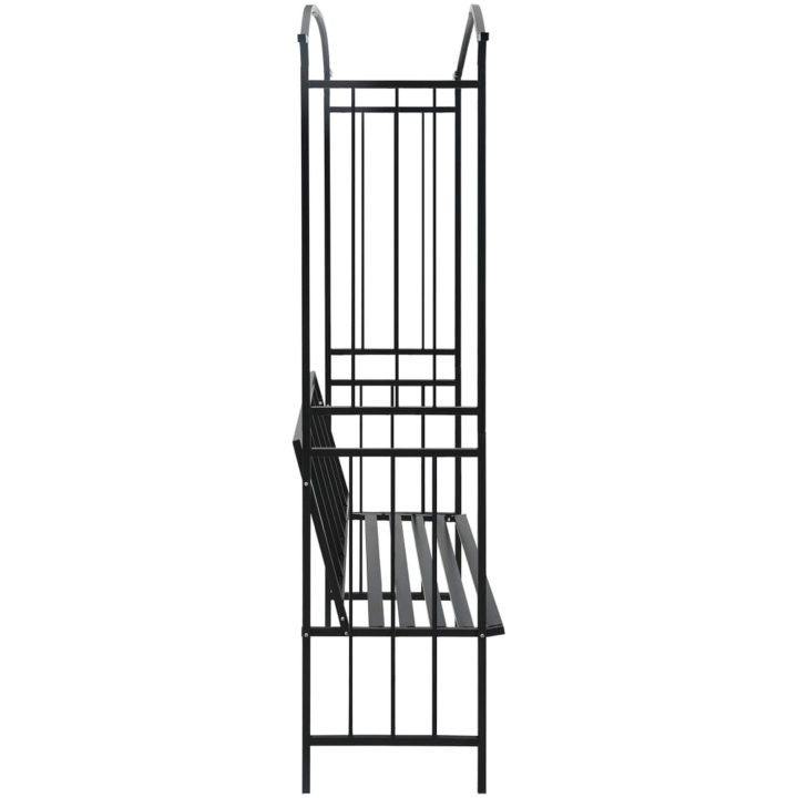 Rosenbåge med bänk svart 128x50x207 cm järn vidaXL – bild 3