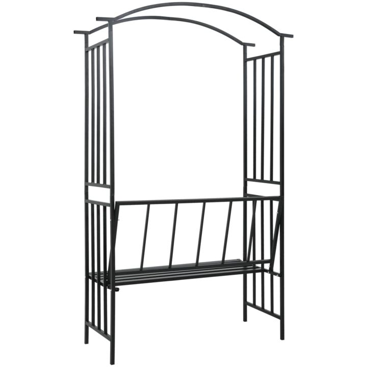 Rosenbåge med bänk svart 128x50x207 cm järn vidaXL – bild 4