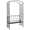 Rosenbåge med bänk svart 128x50x207 cm järn vidaXL – miniatyr 1