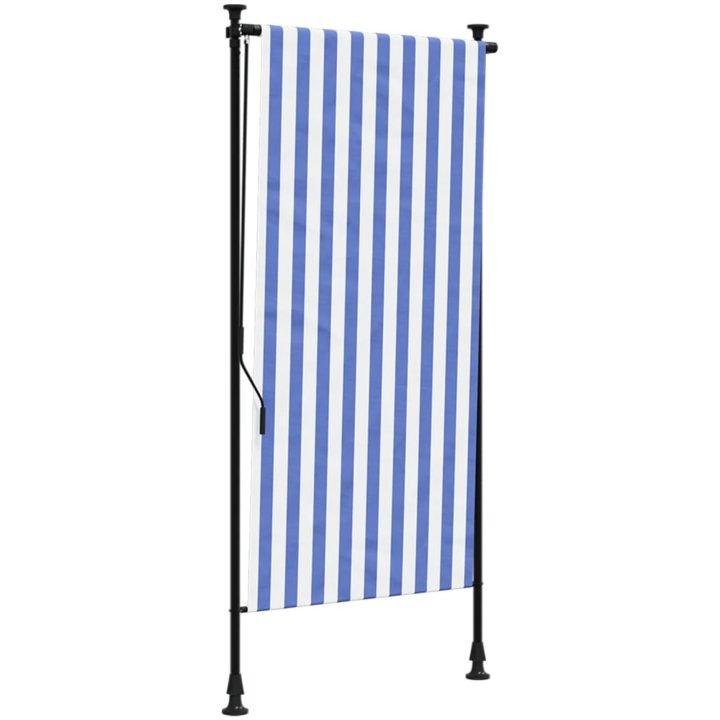 Rullgardin utomhus blå och vit tyg&stål vidaXL 100 x 270 cm – bild 2