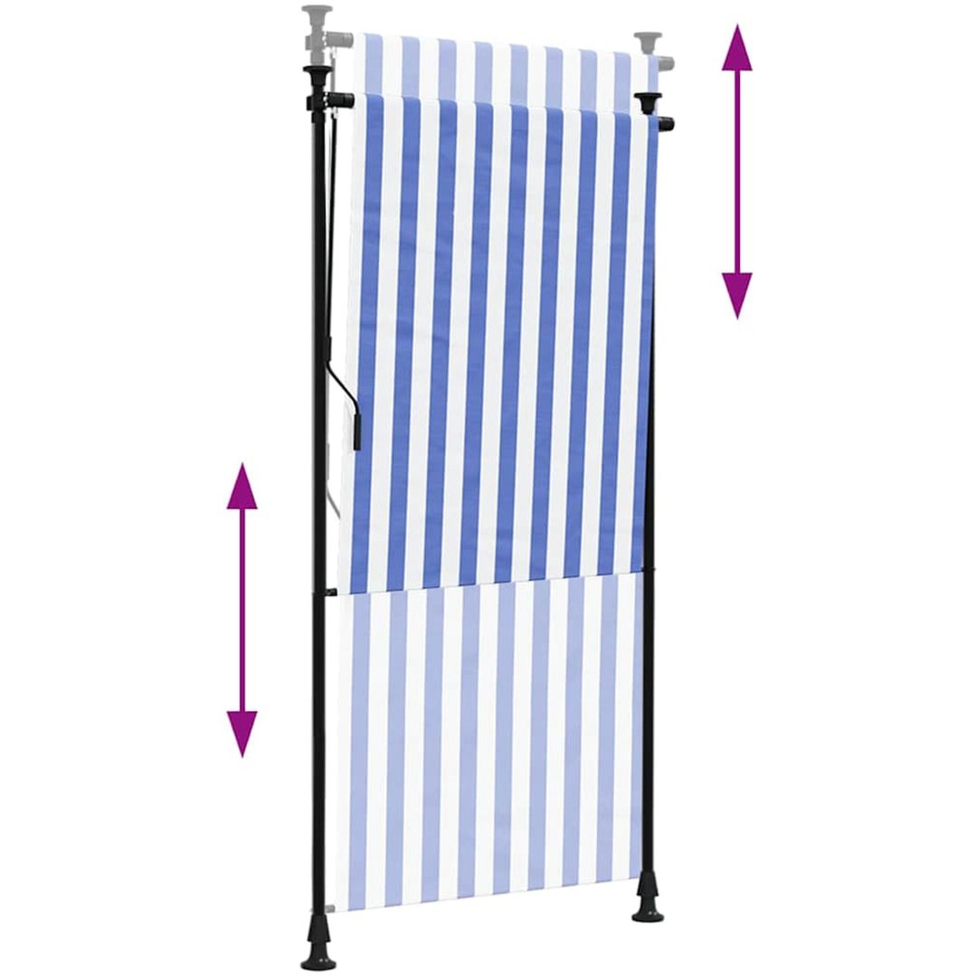 Rullgardin utomhus blå och vit tyg&stål vidaXL 100 x 270 cm – bild 6