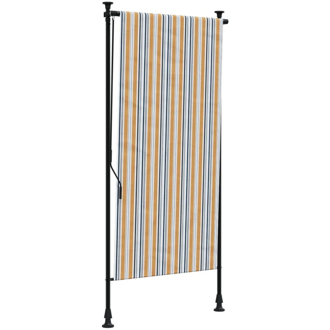Rullgardin utomhus gul och vit tyg&stål vidaXL 120 x 270 cm – bild 2