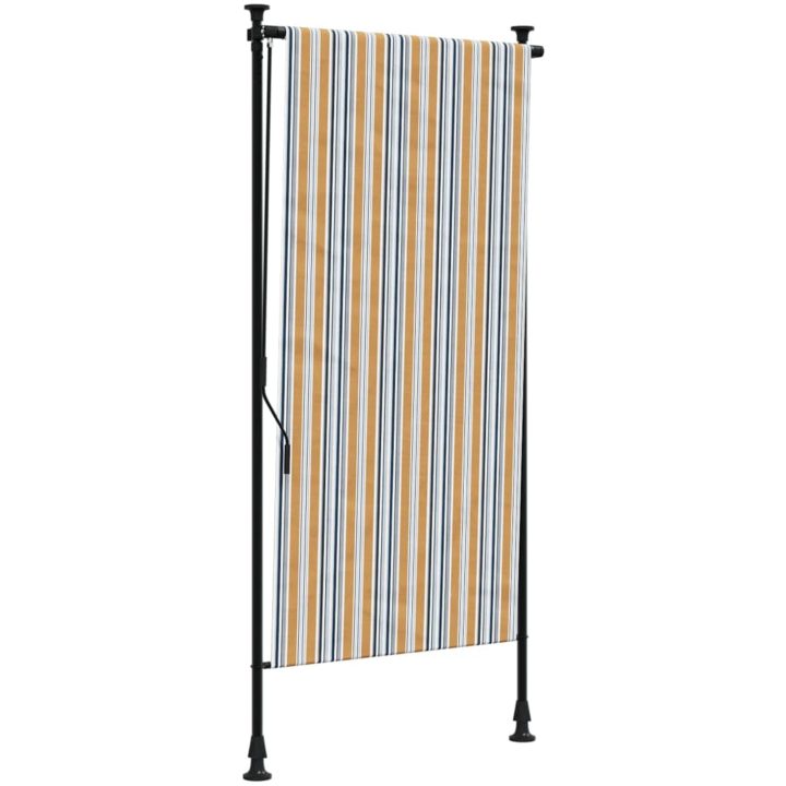 Rullgardin utomhus gul och vit tyg&stål vidaXL 120 x 270 cm – bild 2