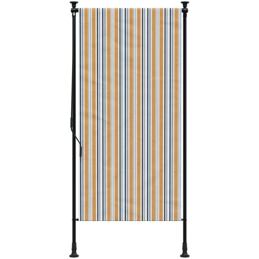 Rullgardin utomhus gul och vit tyg&stål vidaXL 120 x 270 cm – bild 3