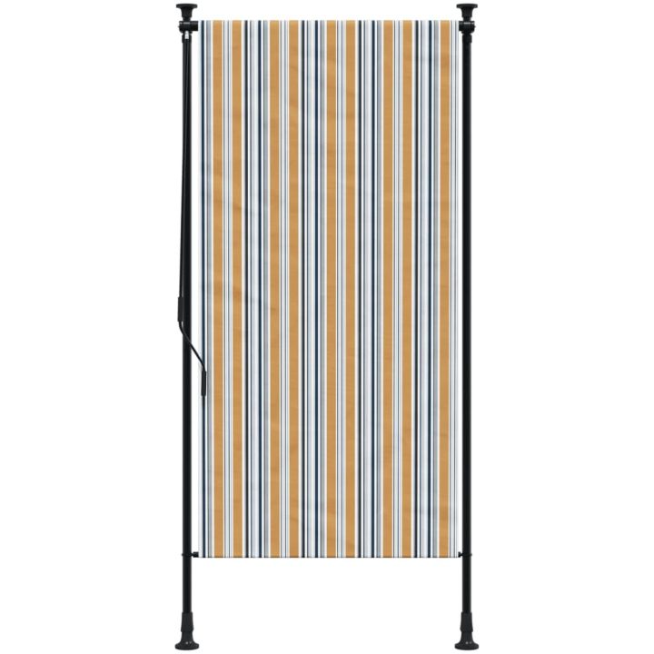 Rullgardin utomhus gul och vit tyg&stål vidaXL 120 x 270 cm – bild 3