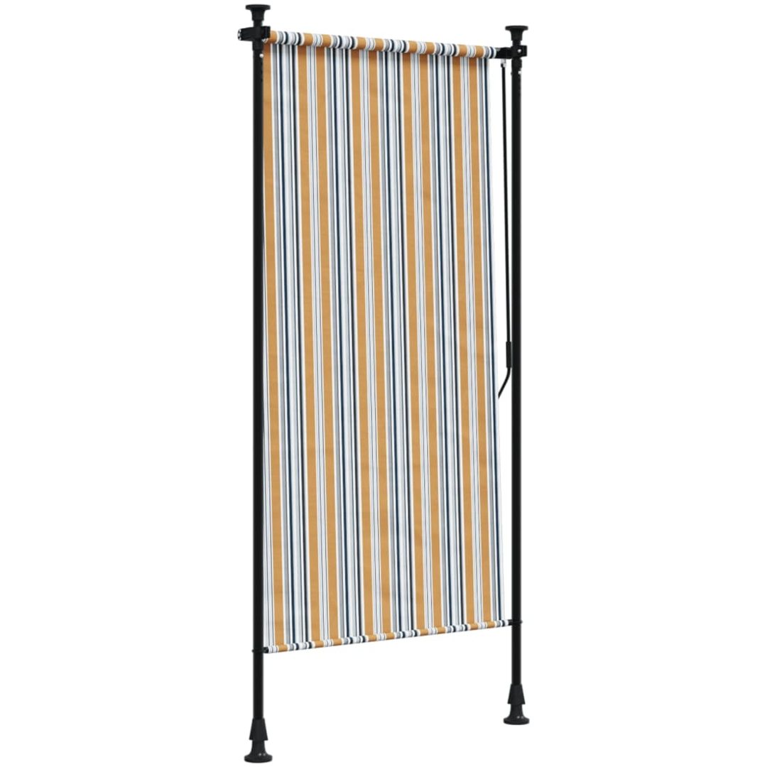 Rullgardin utomhus gul och vit tyg&stål vidaXL 120 x 270 cm – bild 5