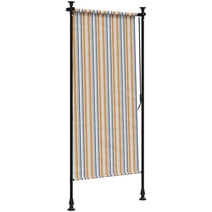 Rullgardin utomhus gul och vit tyg&stål vidaXL 120 x 270 cm – bild 5