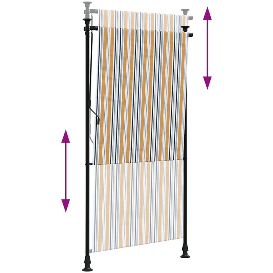 Rullgardin utomhus gul och vit tyg&stål vidaXL 120 x 270 cm – bild 6