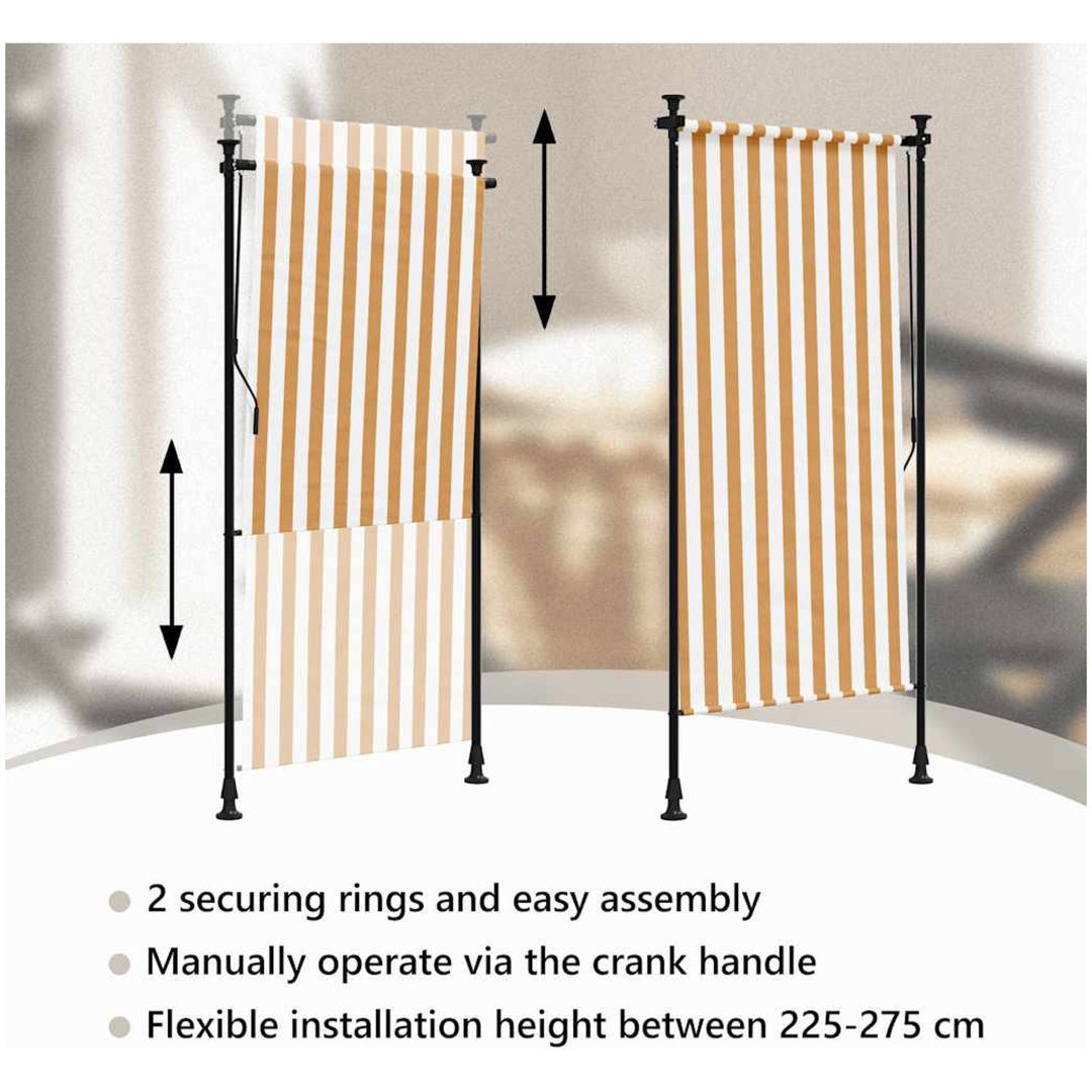 Rullgardin utomhus orange och vit tyg&stål vidaXL 100 x 270 cm – bild 11