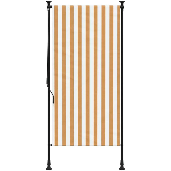Rullgardin utomhus orange och vit tyg&stål vidaXL 100 x 270 cm – bild 3