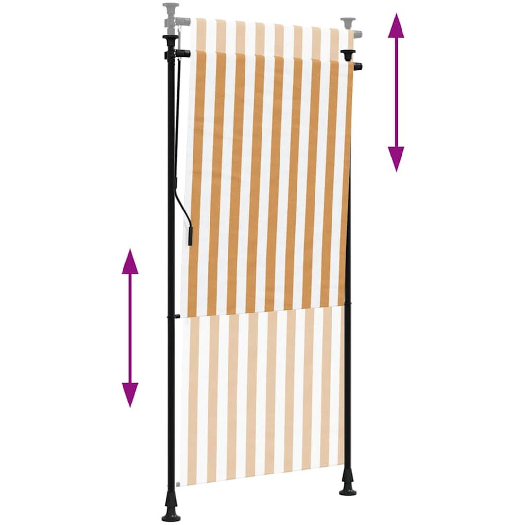 Rullgardin utomhus orange och vit tyg&stål vidaXL 100 x 270 cm – bild 6