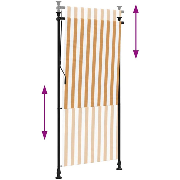 Rullgardin utomhus orange och vit tyg&stål vidaXL 100 x 270 cm – bild 6