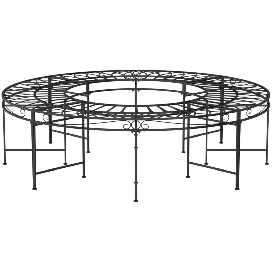 Rund trädbänk ⌀160 cm svart stål vidaXL – bild 3