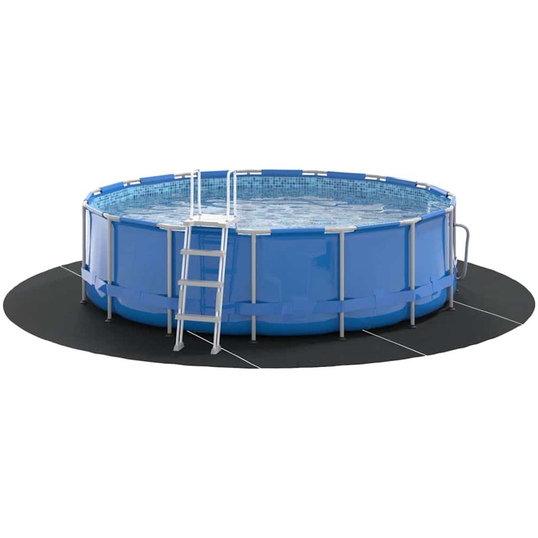 Runt Poolöverdrag Svart Plast Poolöverdrag Rund vidaXL ⌀500 cm – bild 3