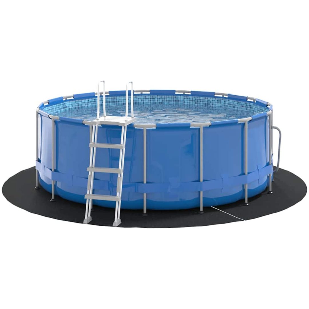 Runt Poolöverdrag Svart PVC Poolöverdrag Rund Modern vidaXL ⌀244 cm – bild 3