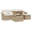 s 6-delade trädgårdsoffas med kuddar Beige Poly Rott vidaXL 100 x 55 x 73 cm – miniatyr 2