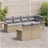 s 7-delade trädgårdsoffasats med kuddar i beige poly-rattan vidaXL 242.5 x 132.5 x 85 cm – miniatyr 3