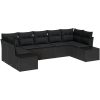 s 7-delars trädgårdssoffset med kuddar svart polyrotting vidaXL 289 x 154 x 85 cm – miniatyr 2