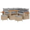 s 8-delade trädgårdsoffagrupp med kuddar Beige Poly Rattan Akacia vidaXL Stor – miniatyr 2