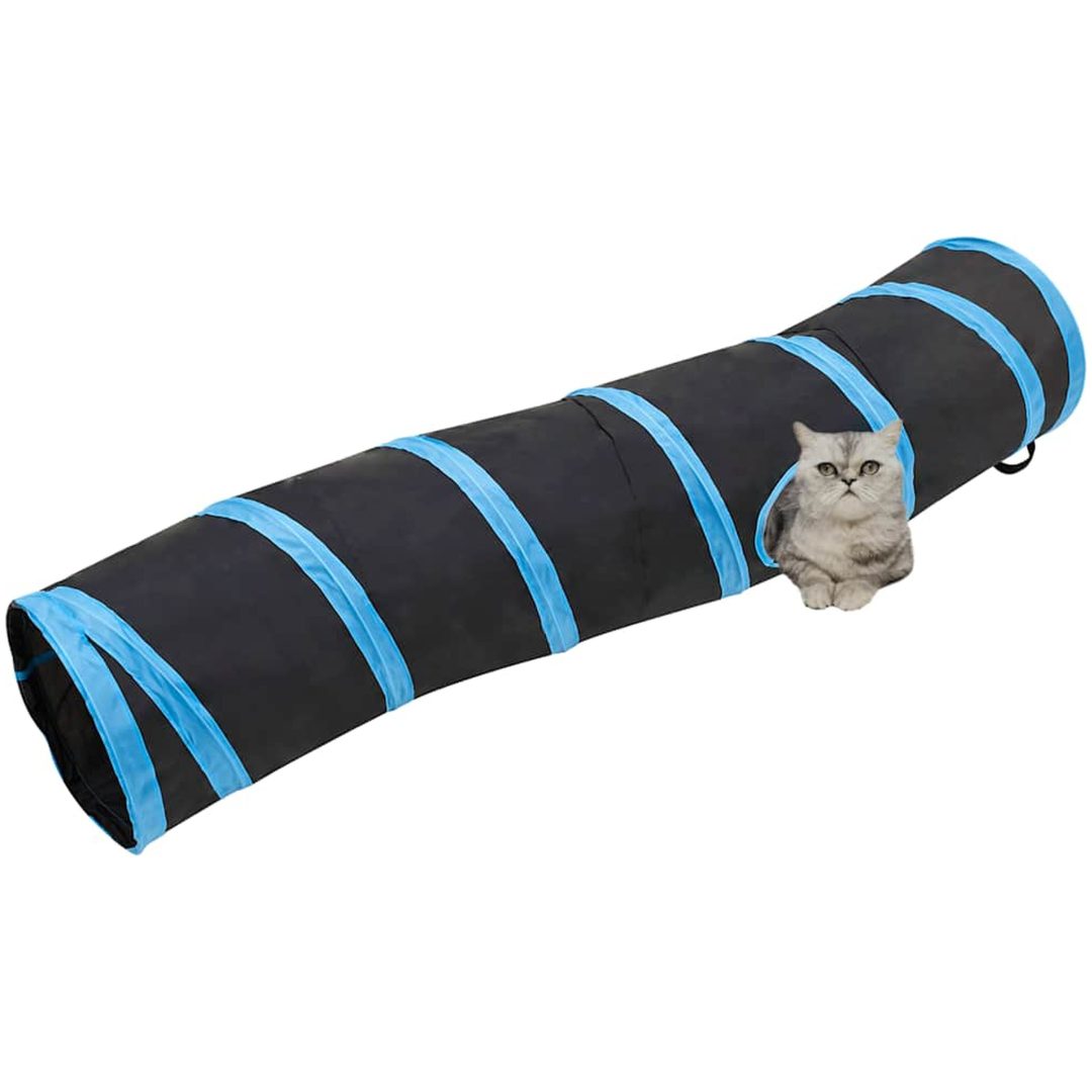 S-formad kattunnel svart och blå 122 cm polyester vidaXL – bild 2