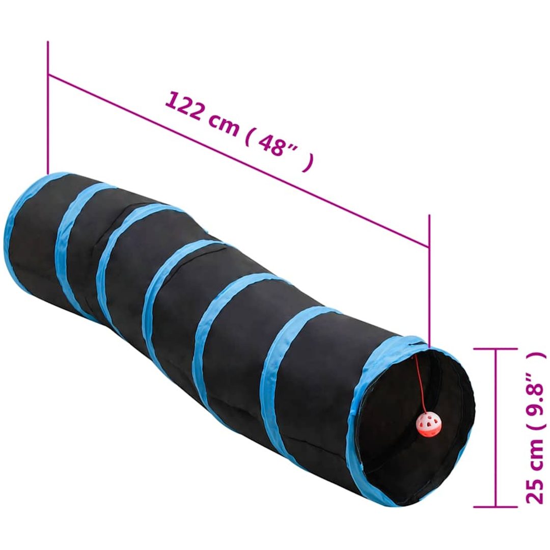 S-formad kattunnel svart och blå 122 cm polyester vidaXL – bild 6