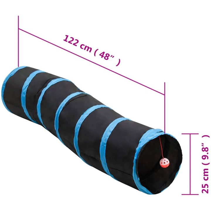 S-formad kattunnel svart och blå 122 cm polyester vidaXL – bild 6
