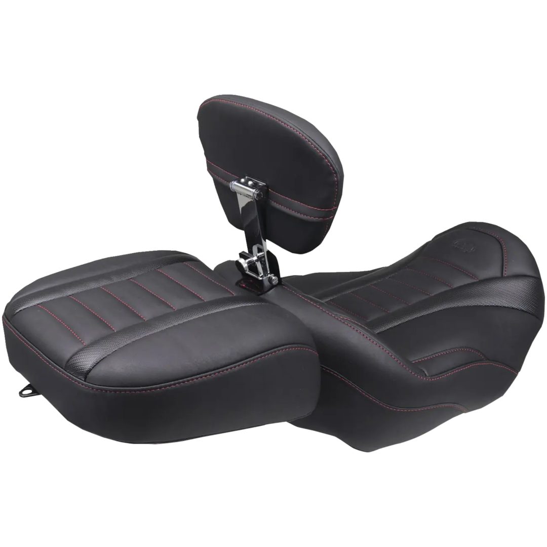 Sadel Bred Deluxe Touring Passagerar Svart/Röd MUSTANG – bild 2