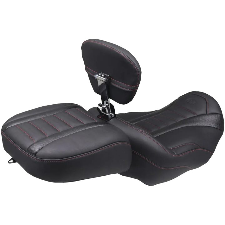 Sadel Bred Deluxe Touring Passagerar Svart/Röd MUSTANG – bild 2