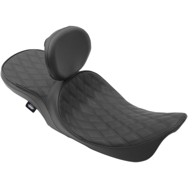 Sadel Low Profile Touring Svart DRAG SPECIALTIES Diamond Stitch – bild 2