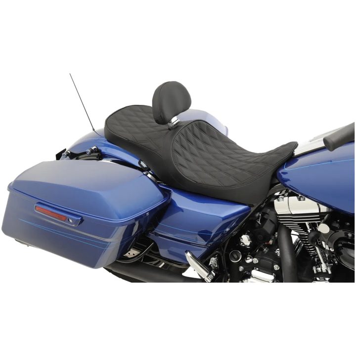 Sadel Low Profile Touring Svart DRAG SPECIALTIES Diamond stitch – bild 2