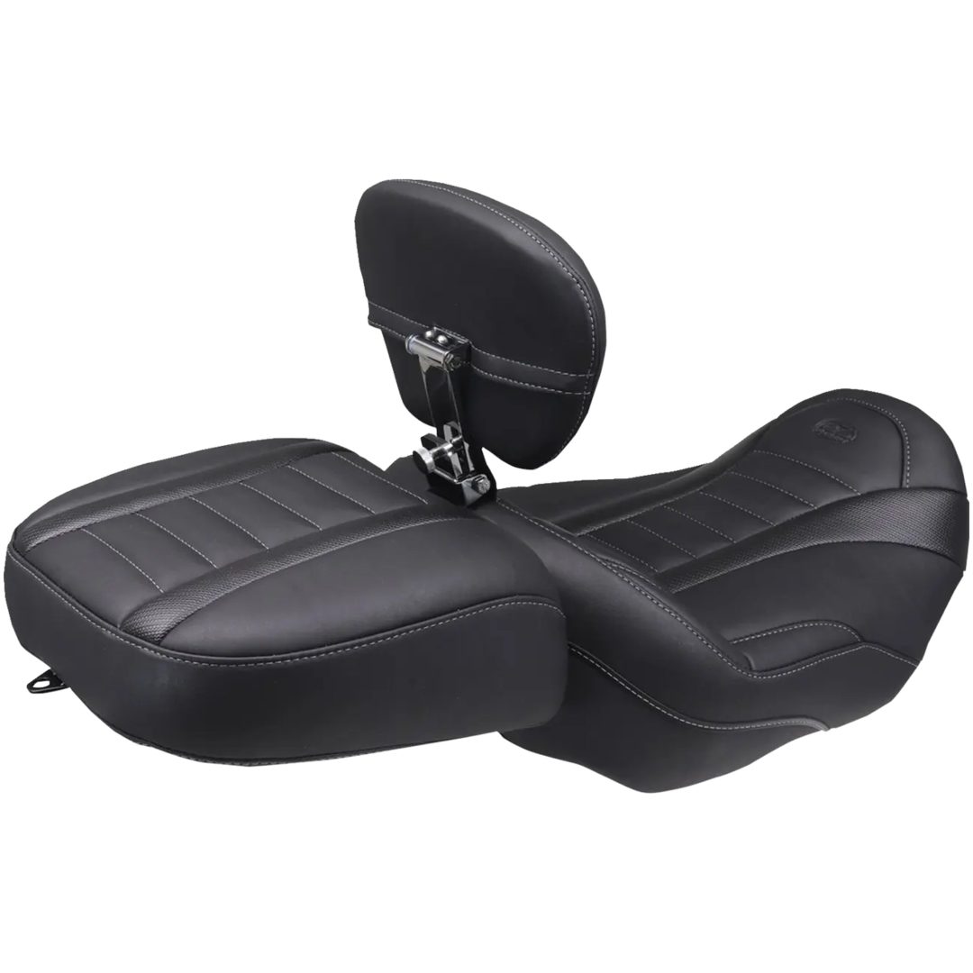 Sadel Wide Deluxe Touring Passenger Svart/Grå MUSTANG – bild 2