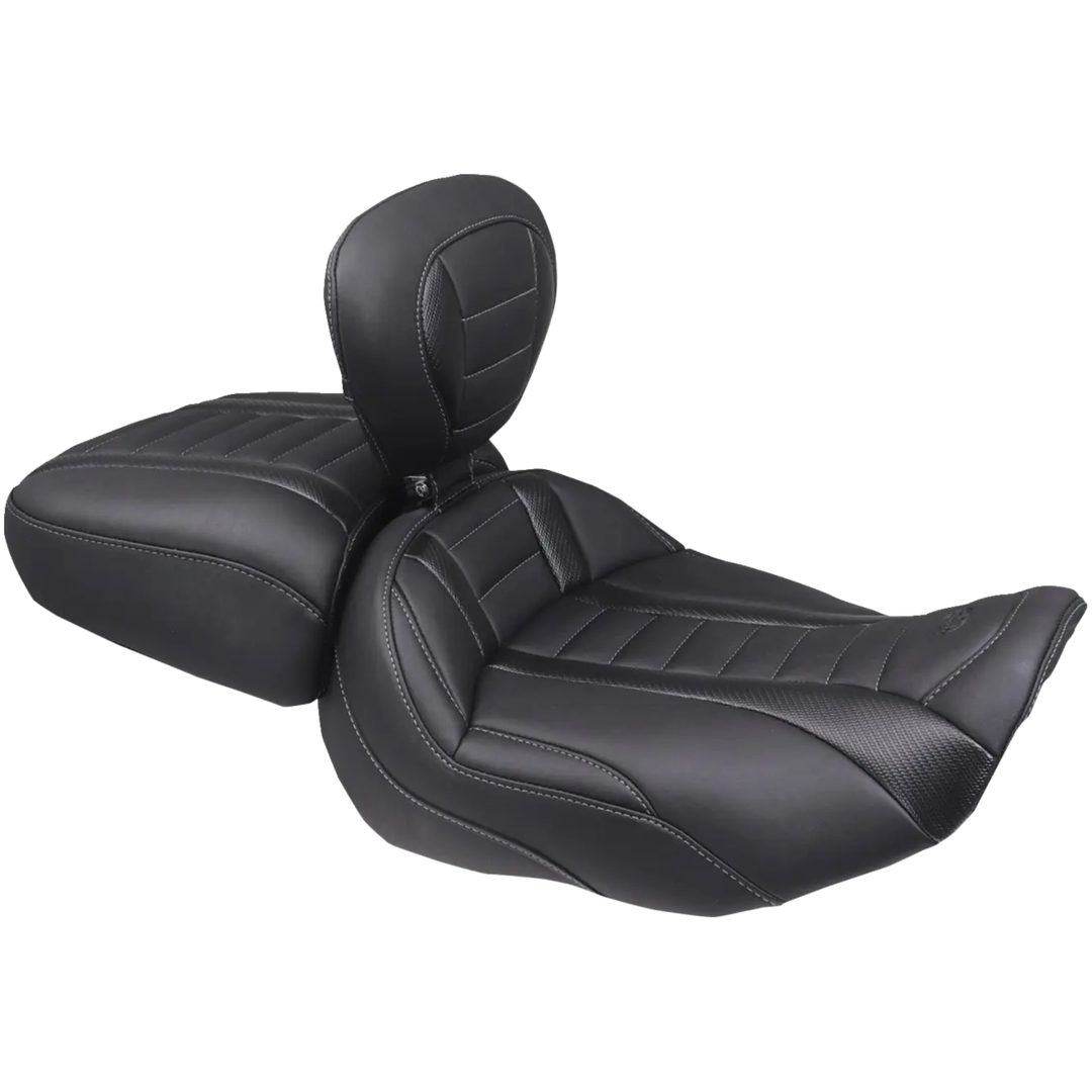 Sadel Wide Deluxe Touring Passenger Svart/Grå MUSTANG – bild 3