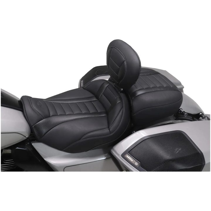 Sadel Wide Deluxe Touring Passenger Svart/Grå MUSTANG – bild 4